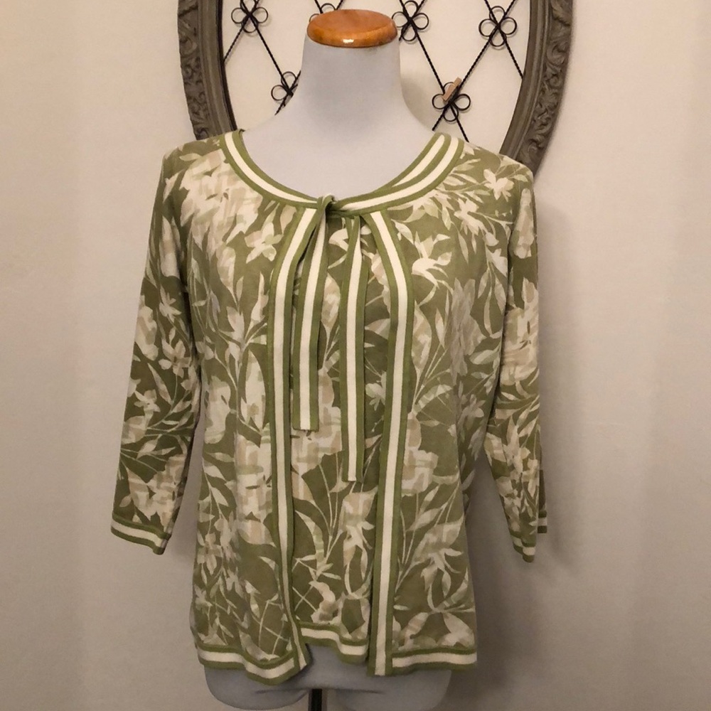 Josephine Essentials green print top and sweater